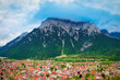 Mittenwald town aerial panoramic view, Germany