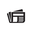 © Ella - A black and white minimalist icon of a newspaper with headlines and articles on a white background
