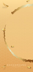 Wall Mural - Chinese new year gold background with oriental style pattern and golden confetti vertical vector design