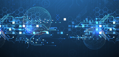 Wall Mural - abstract circuit board background with sphere. hi-tech digital technology concept. vector.