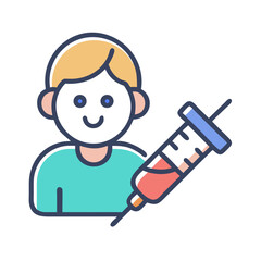 Wall Mural - Cartoon illustration of a child receiving a vaccination injection