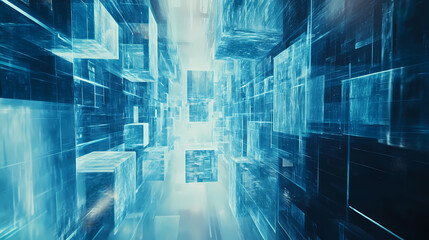 Wall Mural - Abstract Digital Cubes Perspective