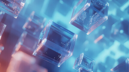 Wall Mural - Abstract Transparent Cubes in Motion