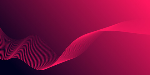 Wall Mural - Abstract glowing wave lines on gradient pink background. Dynamic wave pattern. Modern flowing wavy lines. Futuristic technology concept. Suit for banner, poster, cover, brochure, flyer, website