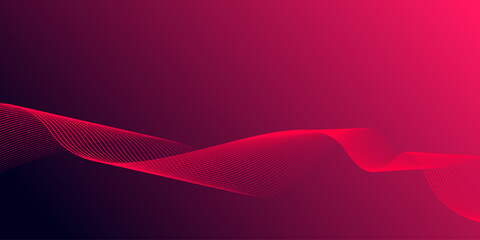 Wall Mural - Abstract glowing wave lines on gradient pink background. Dynamic wave pattern. Modern flowing wavy lines. Futuristic technology concept. Suit for banner, poster, cover, brochure, flyer, website