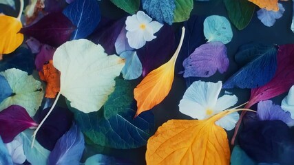 Vibrant array of colorful leaves and flowers