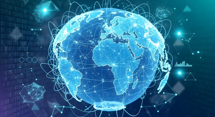 Global network connections across the world, showing data transfer and communication.
