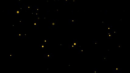 Canvas Print - abstract animation loop glow orange gold bokeh particles flow on black background. 4k 3d seamless lo