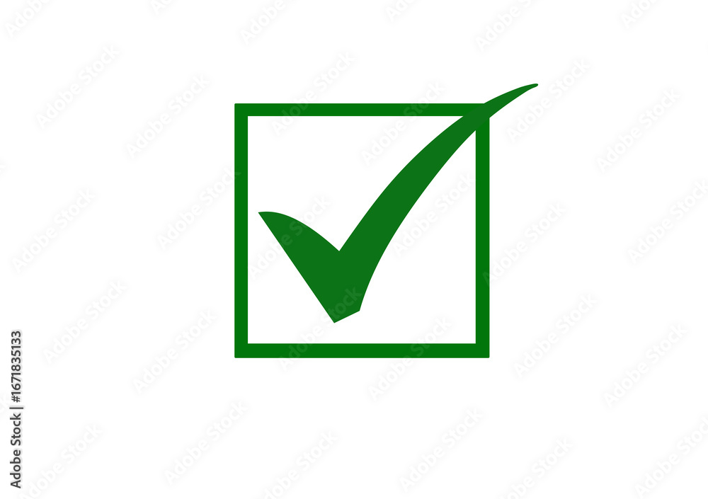 Green check mark inside a square box, isolated on transparent ...