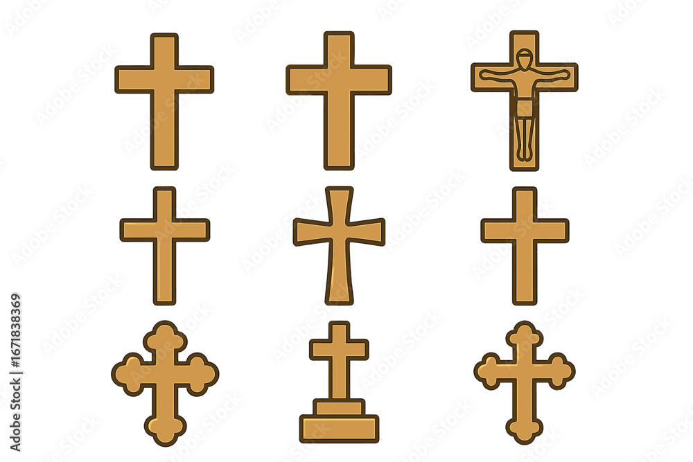 Christian Cross Icon Set Collection Of Religious Symbols Including christian-cross-icon-set-collection-of-religious-symbols-including