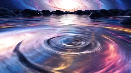 Wall Mural - Glowing cosmic liquid ripples in galaxy pool