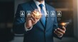 © Png stock - A businessman selects a candidate from a list of profiles on a digital interface