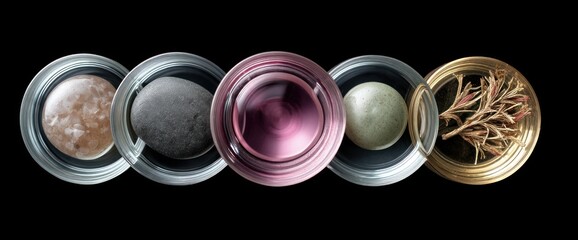 Abstract celestial objects in circular frames