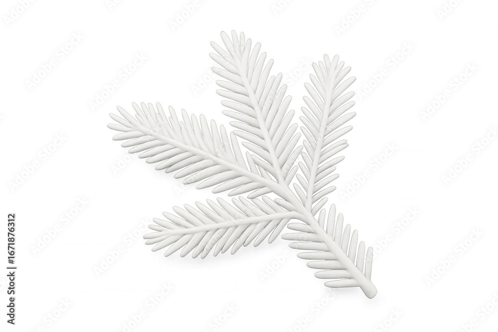 3d rendering of a white fir tree branch isolated on a transparent background, perfect for winter holiday projects