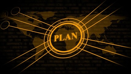 Global Digital Network Plan with Binary Code and World Map image photo