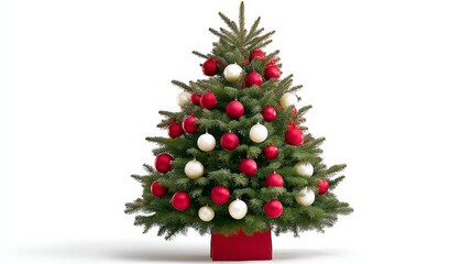 Wall Mural - christmas tree with red and white balls on it. the tree is the main focus of the image