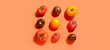 © Pixel-Shot - Different fresh tomatoes on red background