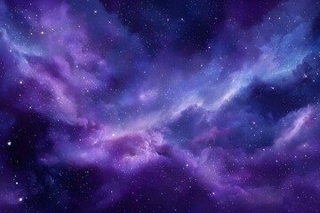 purple nebula with stars and cosmic clouds.