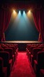 © Prasert - A dazzling Broadway stage, lights shining bright on empty velvet seats, ready for the curtain to rise The anticipation is palpable, the magic about to begin , play, bright