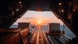 © dinatychynska - Heavy cargo loading into transport aircraft at sunset. Industrial freight operations with pallets and containers in airplane hangar. Aviation logistics and global shipping transportation concept.