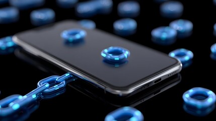 Sleek modern smartphone with blue illuminated buttons