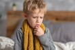 © Vlad - Kid Sore Throat. Young Child Coughing in Bed - Close-up of Sick Child, Virus, Home