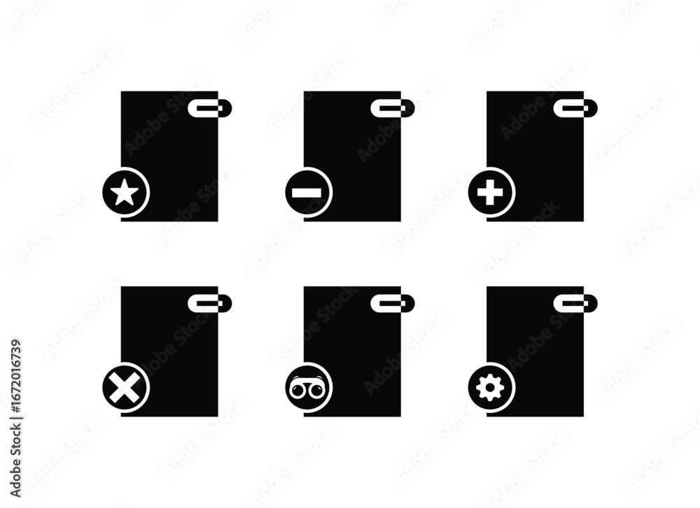 Document File Icons with Add, Remove, Star, Settings, View, and Delete ...