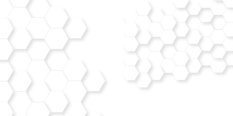 Wall Mural - minimal abstract white hexagonal background. luxury white pattern. futuristic grid honeycomb mosaic 