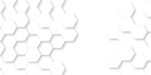 Wall Mural - minimal abstract white hexagonal background. luxury white pattern. futuristic grid honeycomb mosaic 