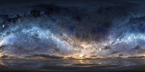 Wall Mural - Abstract HDRI. Panoramic Sky Galaxy Nebula Map with Fractal 3D Illustration