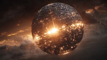 Wall Mural - sci fi borg sphere wallpaper futuristic technology concept space station background high resolution 