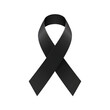© HAPPY - In Memoriam: A solemn black ribbon, a poignant symbol of remembrance, grief, and mourning, meticulously rendered to evoke a deep sense of loss.