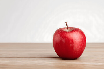 Wall Mural -  fresh, juicy red apple on wooden table isolated on white background