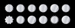 © Tupungato - Starburst sticker set. Collection of silver metallic sunburst badges, deal tags, price tag or quality seal with wavy edge. Flat design vector elemens.