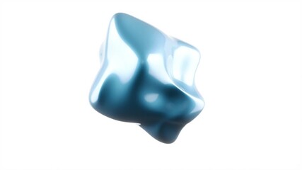 Abstract blue object on white bg able to loop endless 4k