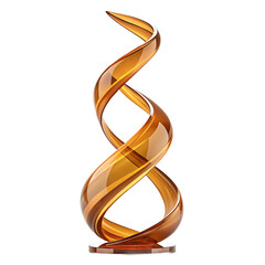 Amber glass sculpture twisted ribbon design isolated on transparent background