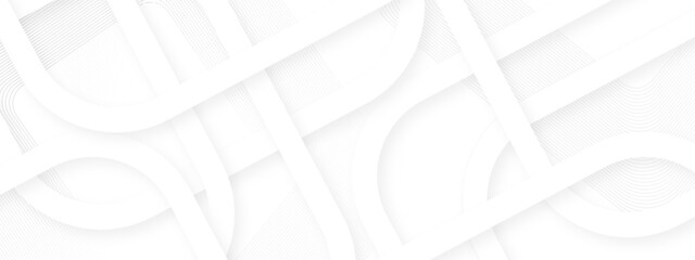Wall Mural - abstract white and gray overlap triangle geometric technology design. minimal rectangle randomly arr