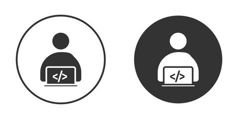 Programmer icon pictogram. Vector outline illustration isolated on white background.