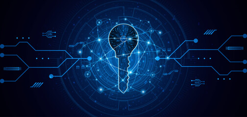 technology circuit board key icon. Cyber ​​data security and privacy concept. modern technology innovation concept background	