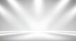© haemye - Abstract white and gray gradient background with soft spotlights shining down, creating a bright and clean studio effect.