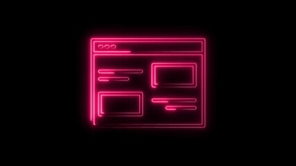 Glowing Neon Website Interface Icon Isolated on Black Background Digital Design Element colorful