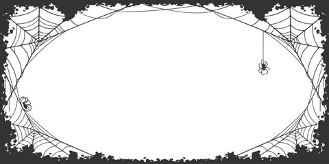 Wall Mural - Halloween frame background with grunge border and spider net