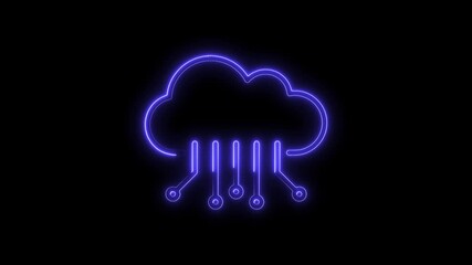 Wall Mural - Glowing Neon Cloud Icon Circuitry Data Transfer Technology Abstract Digital Network Connection