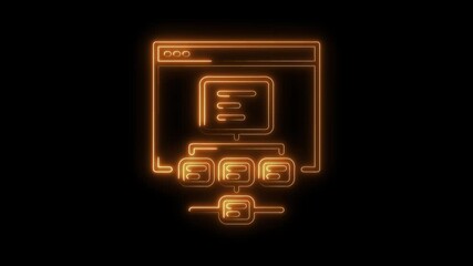 Wall Mural - Glowing Neon Network Diagram Icon Abstract Digital Technology Concept Orange Lines Isolated on