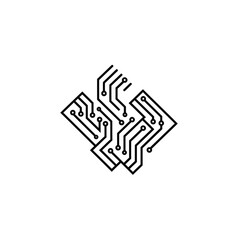 Abstract circuit board pattern line art for technology and digital concepts