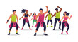 © Kecebong Anyut - A diverse group of energetic people, men and women, engaging in a dynamic fitness dance class, enjoying a vibrant and healthy workout session together.
