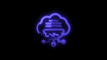 Wall Mural - Glowing Neon Cloud Data Icon Abstract Technology Concept Isolated Blue Energy Network Connection
