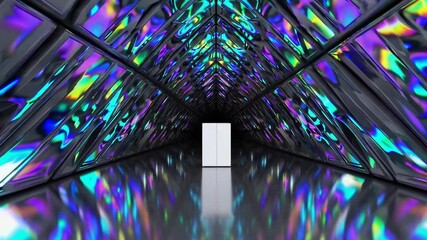 rendering of shimmering passageway exhibition backdrop with contemporary architectural elements