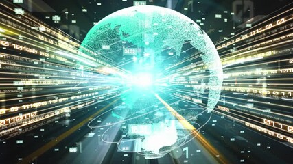Wall Mural - futuristic global network and tacit digital data transfer 3d graphic . concept of smart digital tran