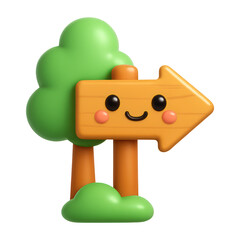Wall Mural - png cute smiling signpost illustration.